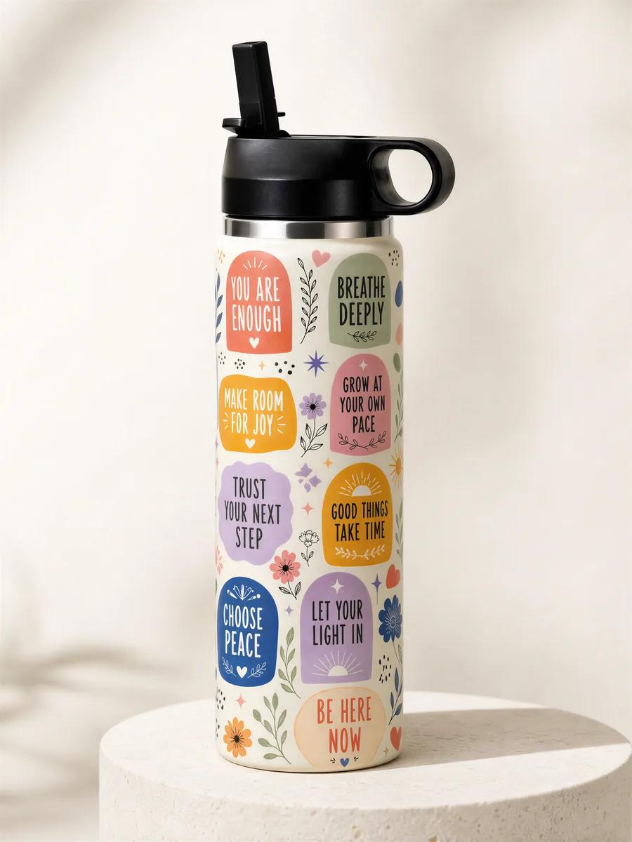 Personalized bottle with affirmations wrap and printed name